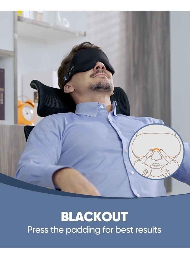 MZOO Sleep Eye Mask for Men Women, 3D Contoured Cup Sleeping Mask & Blindfold, Concave Molded Night Sleep Mask, Block Out Light, Soft Comfort Eye Shade Cover for Travel Yoga Nap, Black - Image 3